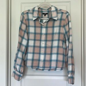 NWT DREW Pink and Blue Flannel Shirt Size Medium